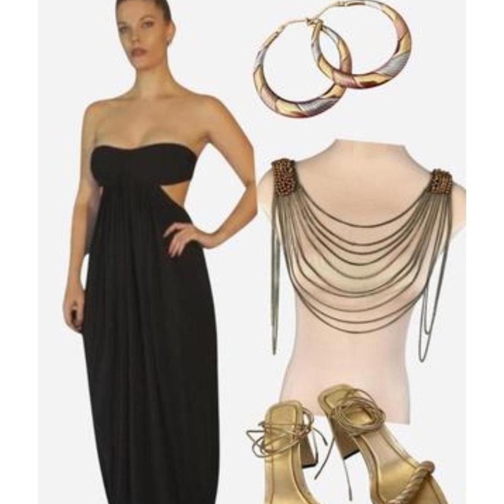 Statement Shoulder Necklace Bib Chains‎ Draped Beads Bronze Tone - Picture 7 of 7